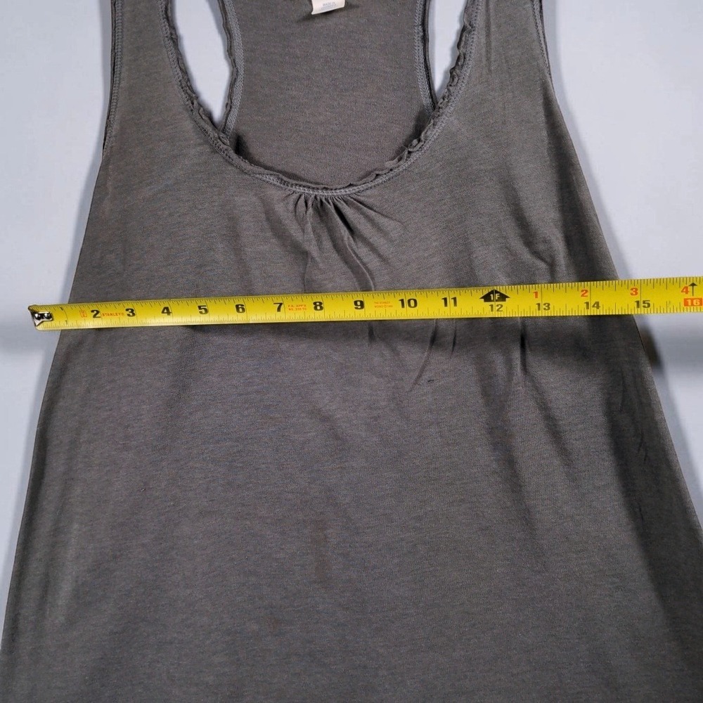 American Eagle Y2K Racerback Tank Top Womens Medium Gray Cotton Modal Ruched - Picture 7 of 12